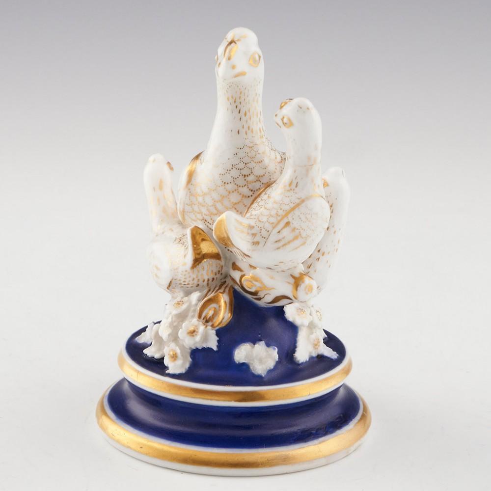 19th Century Exceptionally Rare Chamberlains Worcester Pea Hen and Chicks, c1821 For Sale