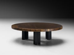 Außergewöhnlich seltener Couchtisch von Christian Krekels aus handgefertigtem Messing-Patchwork