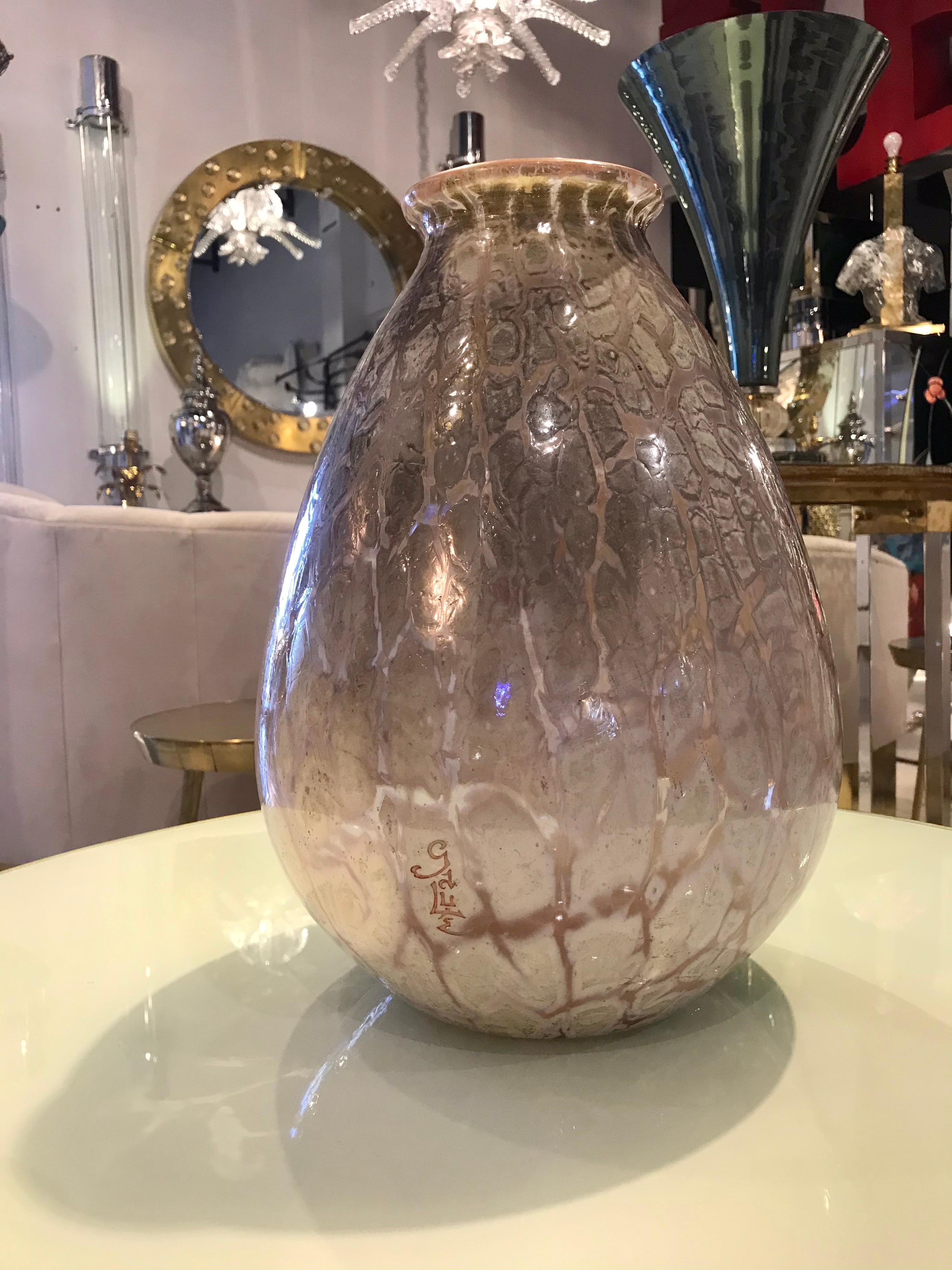 Exceptionally Rare Emile Galle Cased Glass Vase For Sale 4