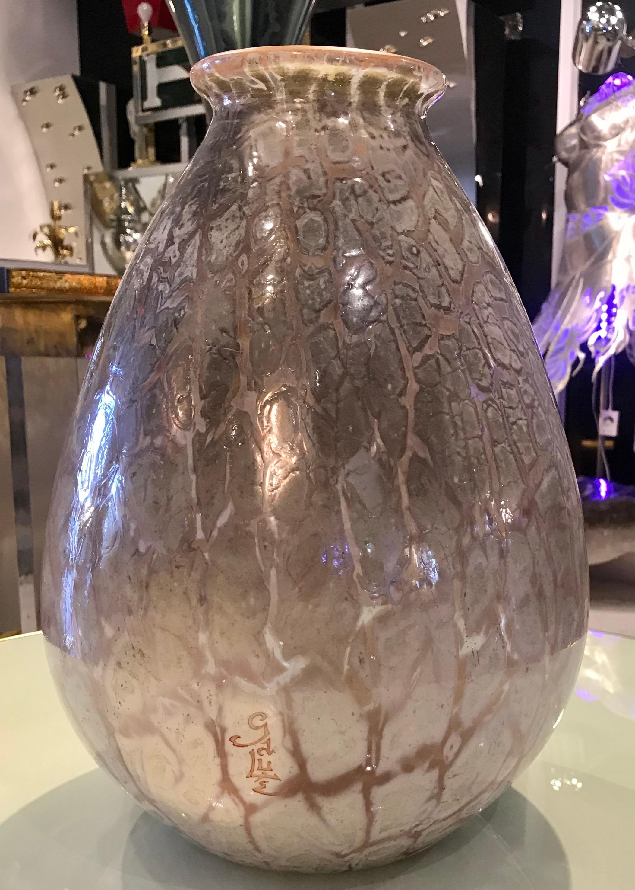 20th Century Exceptionally Rare Emile Galle Cased Glass Vase For Sale