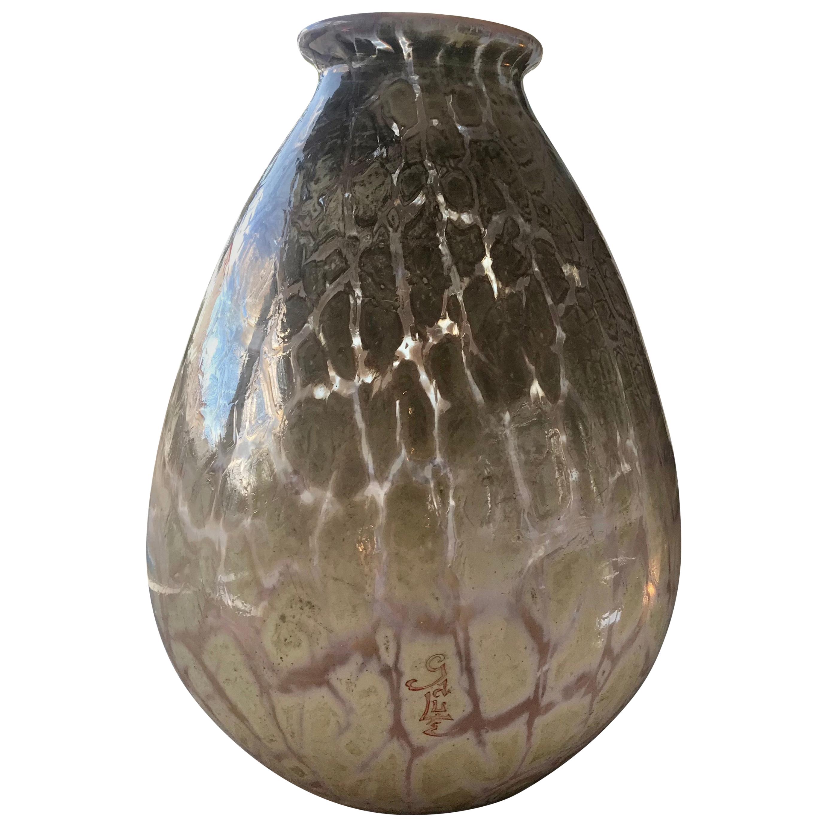 Exceptionally Rare Emile Galle Cased Glass Vase For Sale