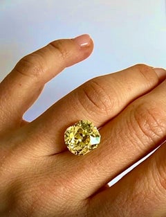 Exceptionally Rare GIA 7.44ct Old Mine Fancy Intense Yellow Diamond