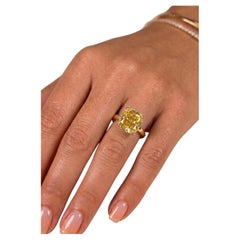 Exceptionally Rare GIA 7.44ct Old Mine Fancy Intense Yellow Diamond
