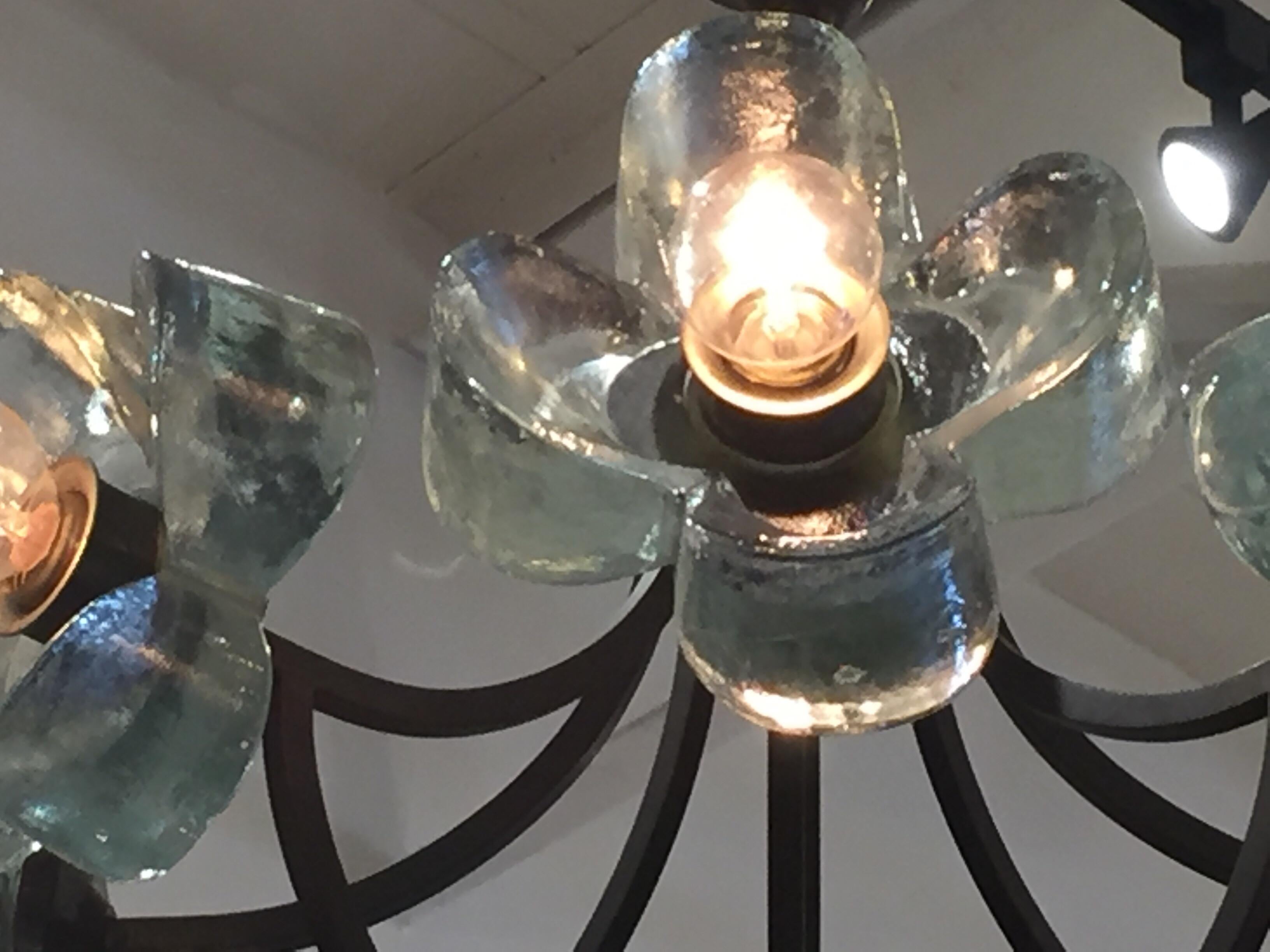 Molded Exceptionally Rare Glass Daisy Chandelier