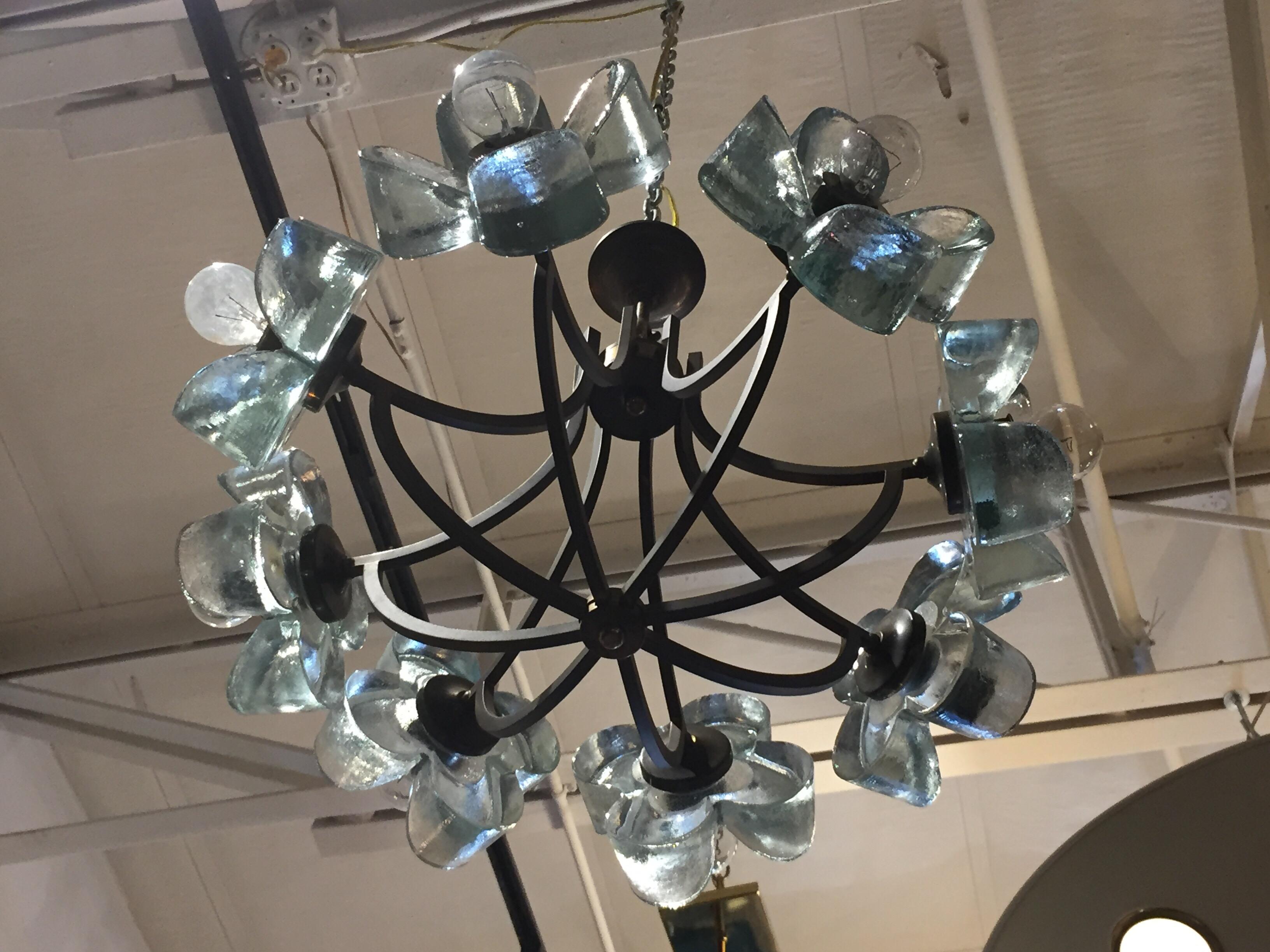 Mid-20th Century Exceptionally Rare Glass Daisy Chandelier