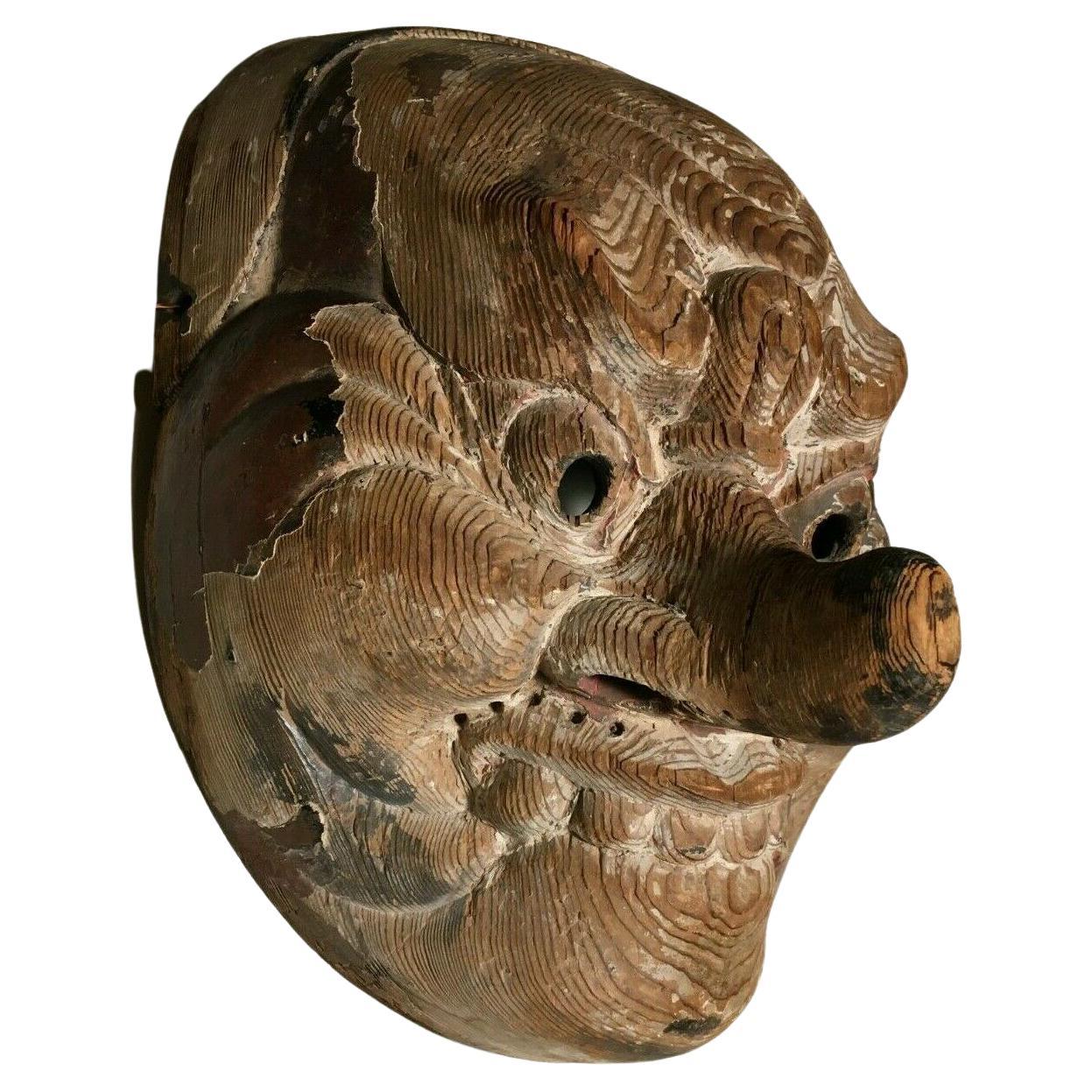 Exceptionally Rare Japanese Gigaku Rikishi Mask Kamakura Period For Sale 6