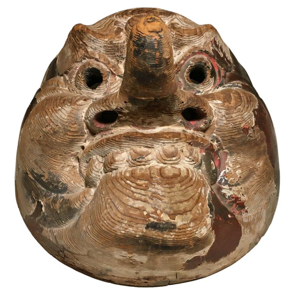 Exceptionally Rare Japanese Gigaku Rikishi Mask Kamakura Period For Sale 4