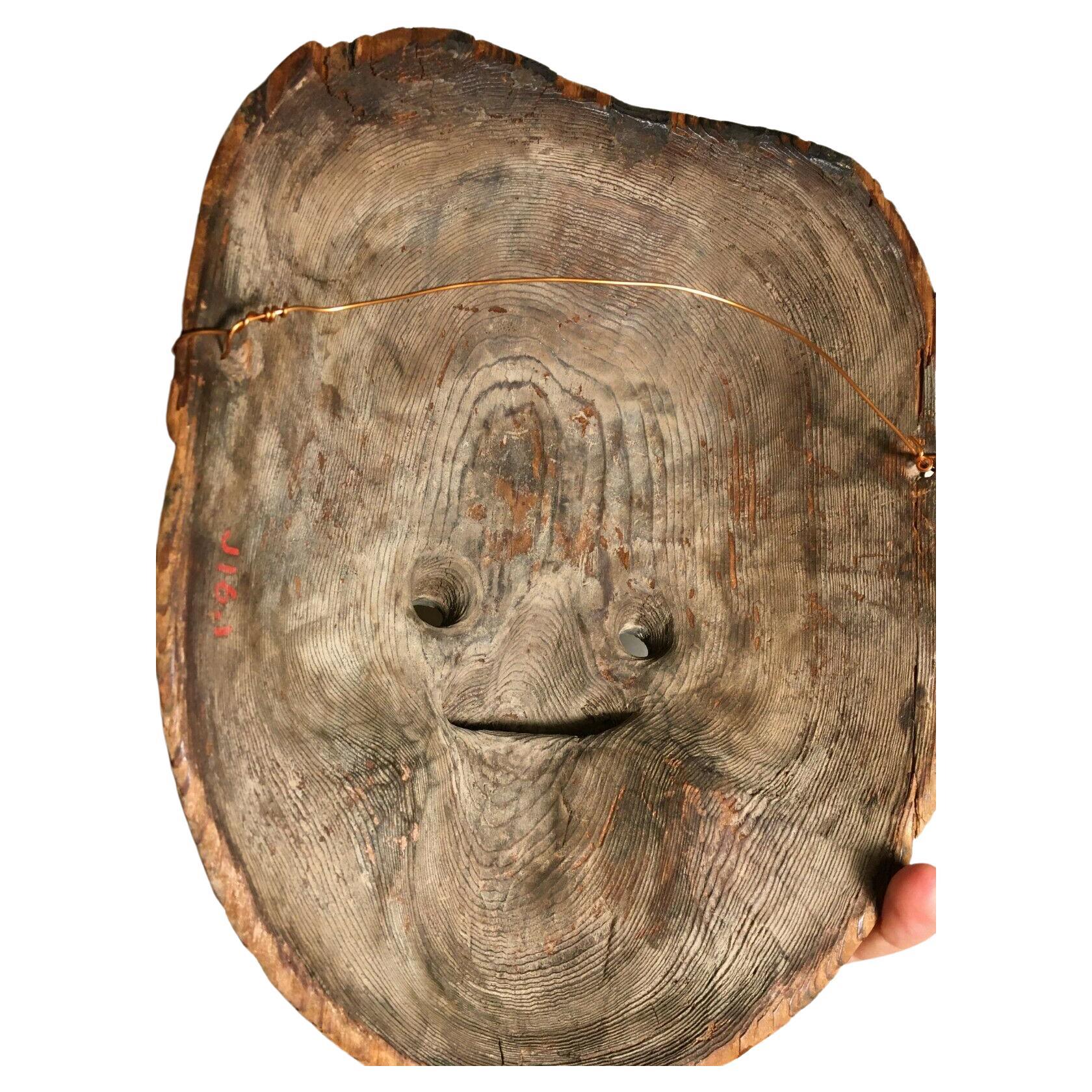 Hand-Carved Exceptionally Rare Japanese Gigaku Rikishi Mask Kamakura Period For Sale