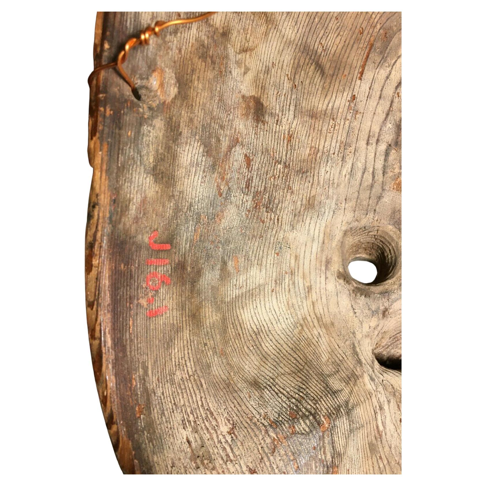 Exceptionally Rare Japanese Gigaku Rikishi Mask Kamakura Period In Good Condition For Sale In Brunswick, ME