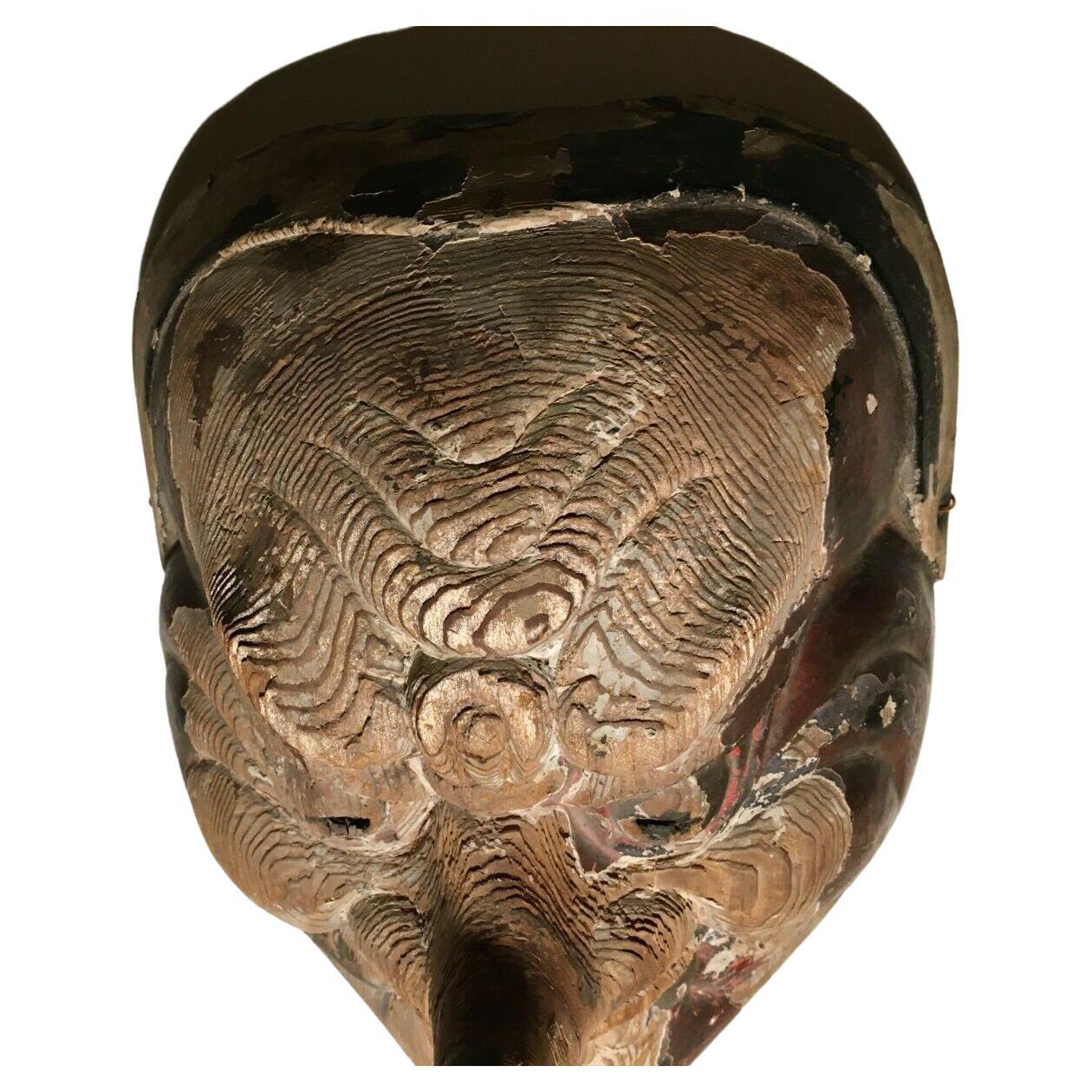 Exceptionally Rare Japanese Gigaku Rikishi Mask Kamakura Period For Sale 1