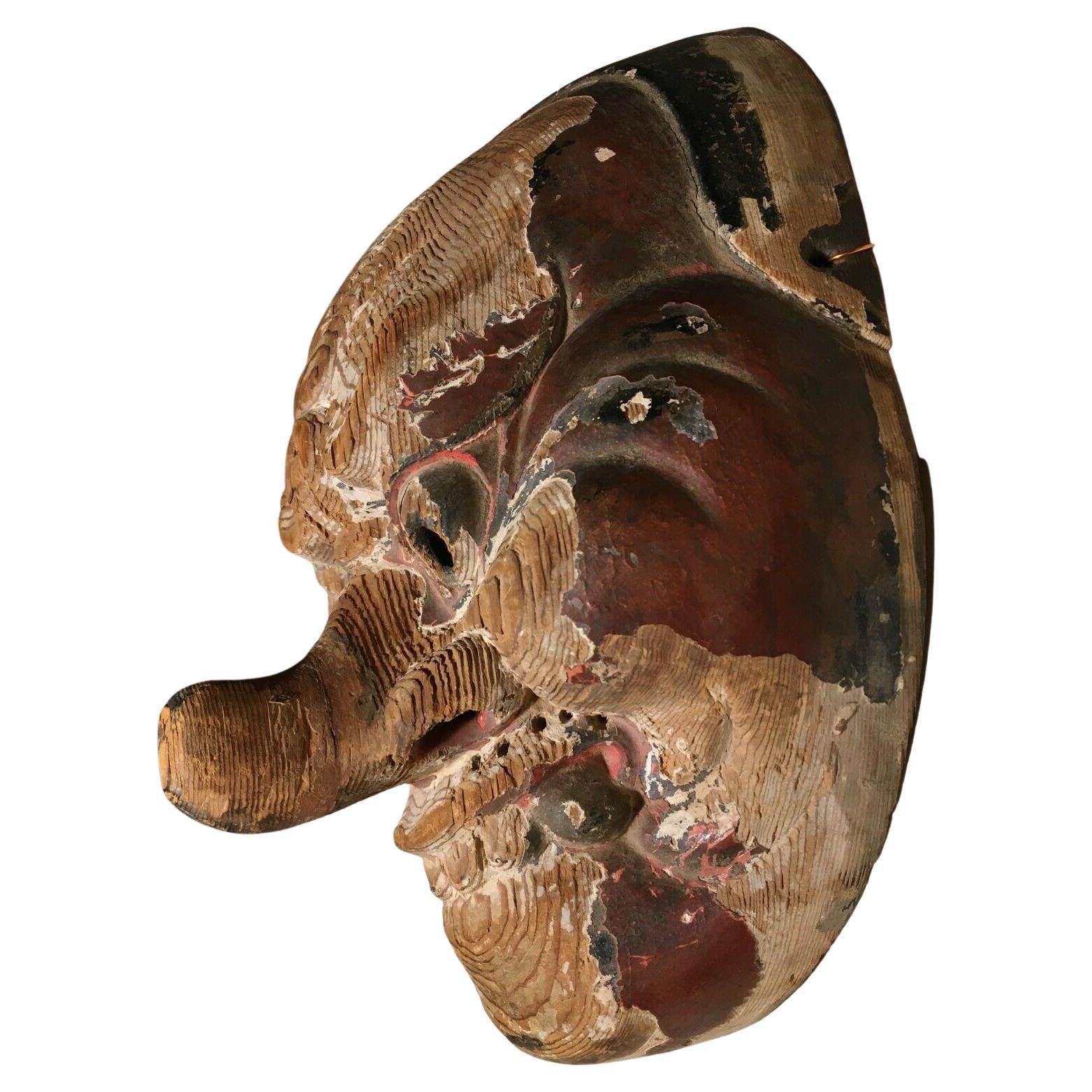 Exceptionally Rare Japanese Gigaku Rikishi Mask Kamakura Period For Sale 3