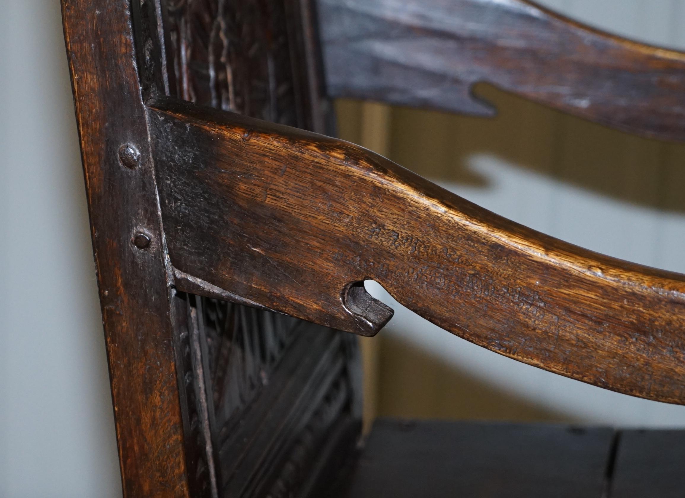 Exceptionally Rare Original 17th Century Wainscot Armchair Northern England Oak For Sale 8