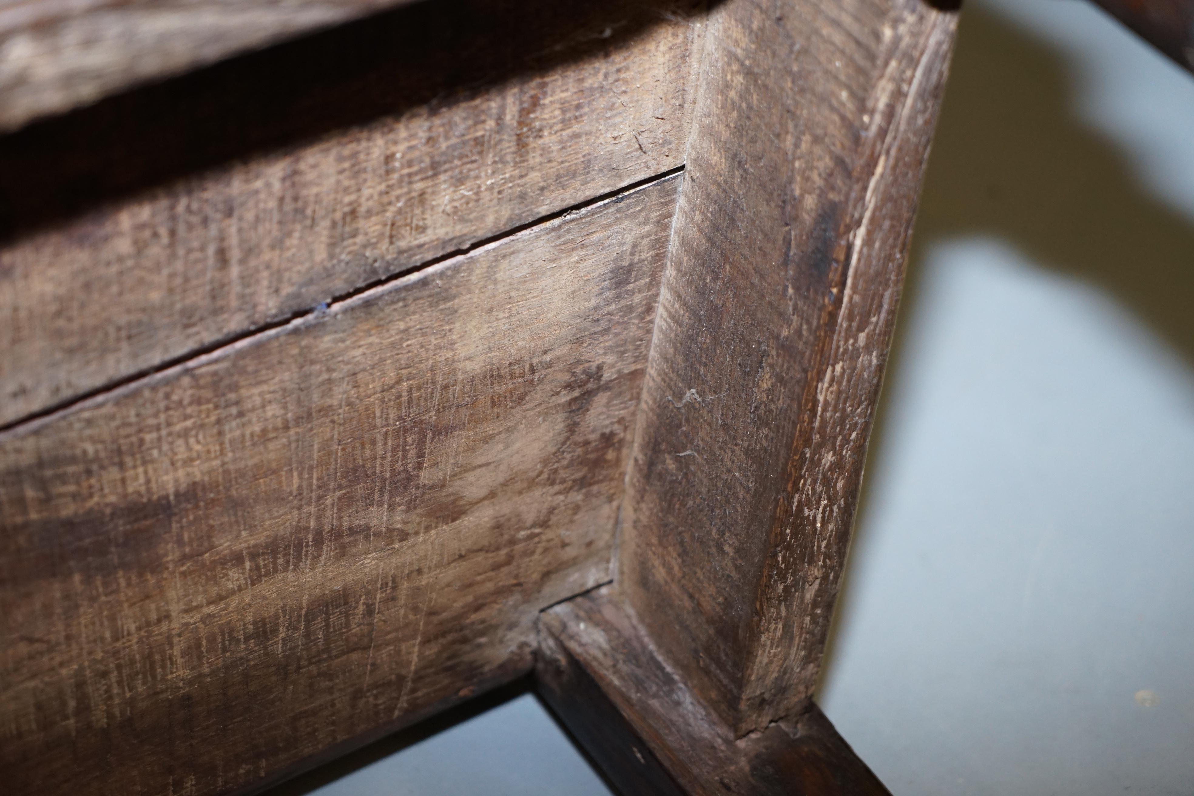 Exceptionally Rare Original 17th Century Wainscot Armchair Northern England Oak For Sale 11