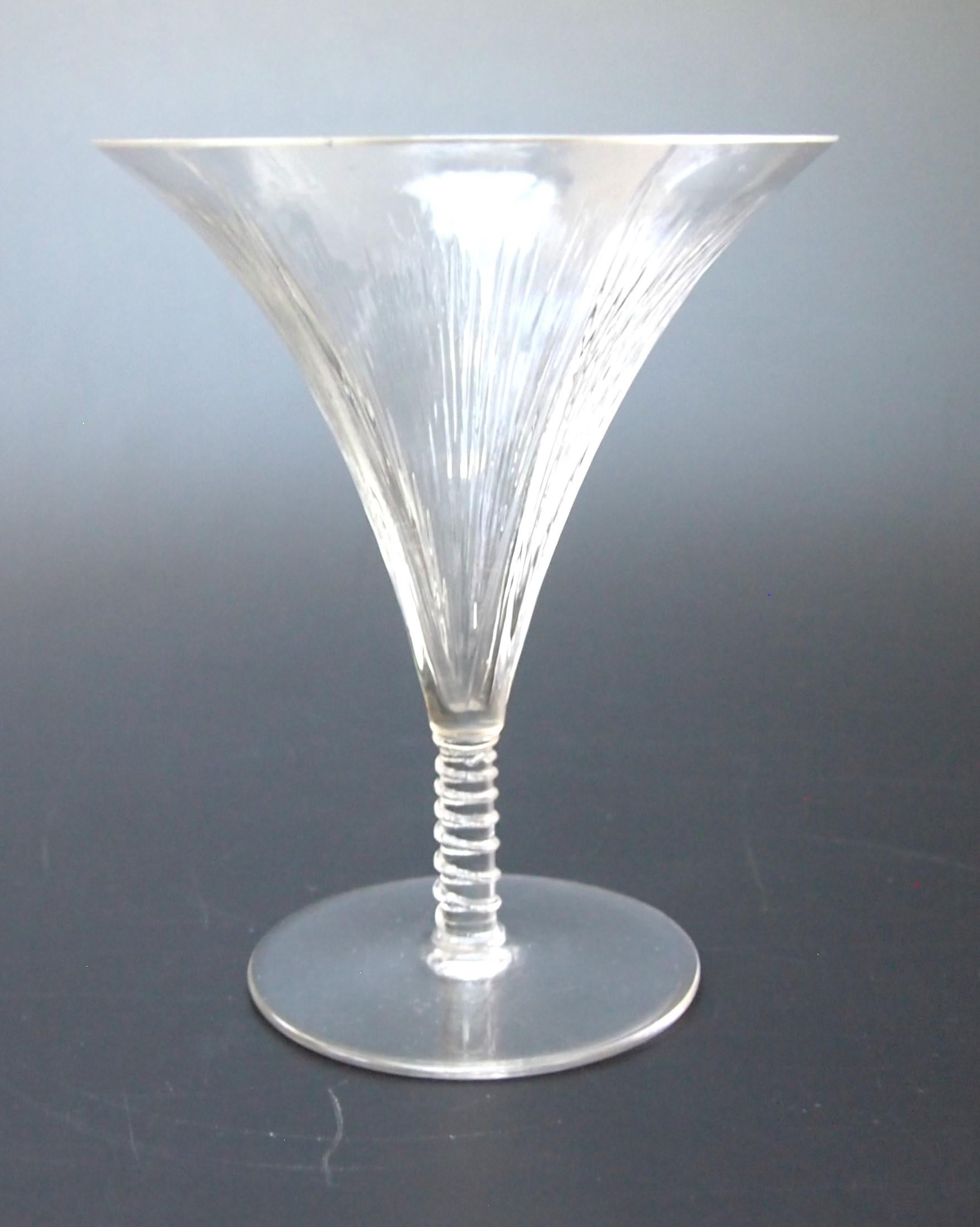 Art Glass Exceptionally Rare Rene Lalique signed Liseron footed glass 1921 For Sale