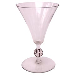Excepcionalmente Raro René Lalique firmado PSG -Esmalte rojo- Monograma de cristal 1925