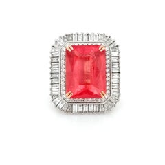 Exceptionally Rare Rhodochrosite and Diamond Ring