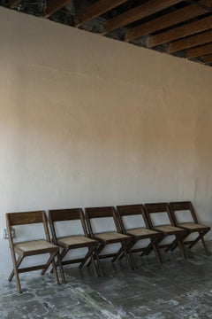 Exceptionally rare set of 6 Pierre Jeanneret Library Chairs