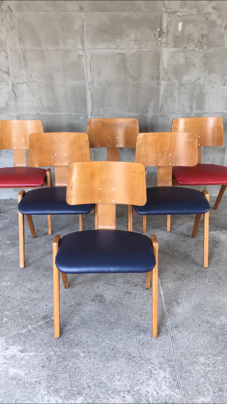 Mid-Century Modern Exceptionally Rare Set of 6 Robin Day Hillestak Chairs, 1950s For Sale