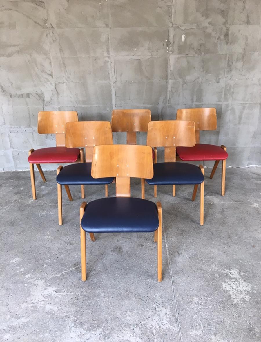 English Exceptionally Rare Set of 6 Robin Day Hillestak Chairs, 1950s For Sale