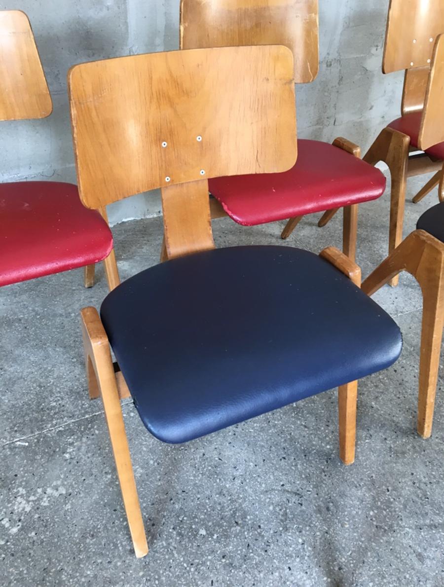 Mid-20th Century Exceptionally Rare Set of 6 Robin Day Hillestak Chairs, 1950s For Sale