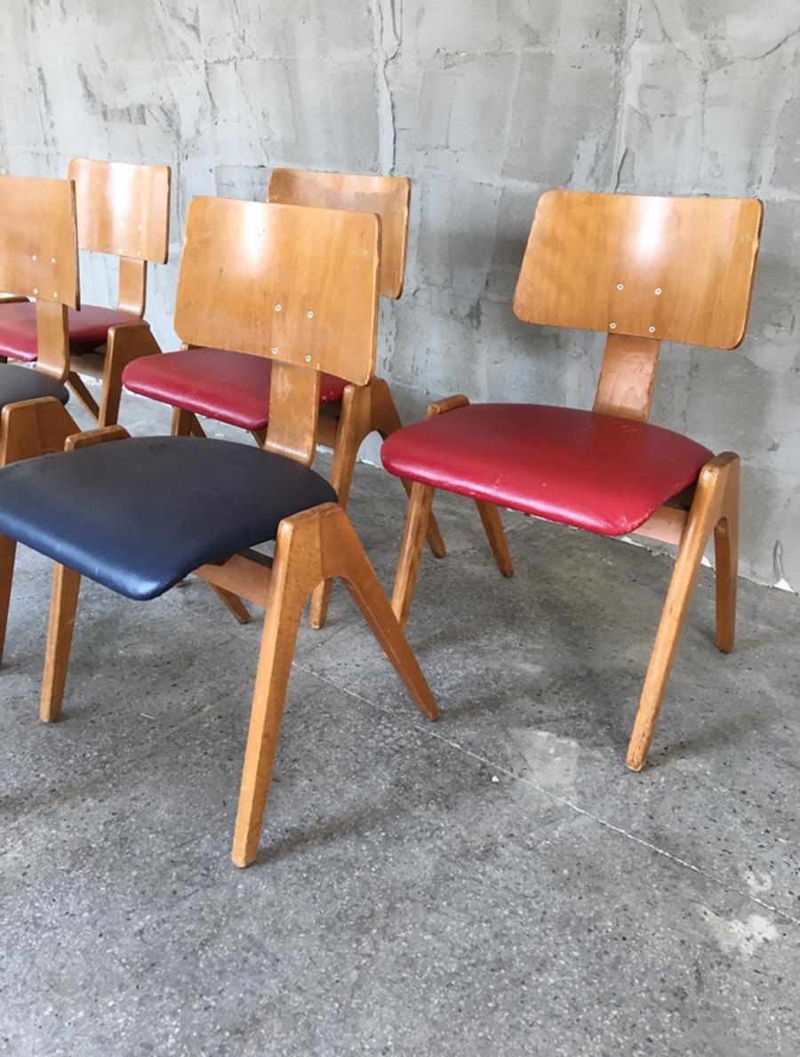 Exceptionally Rare Set of 6 Robin Day Hillestak Chairs, 1950s For Sale 1