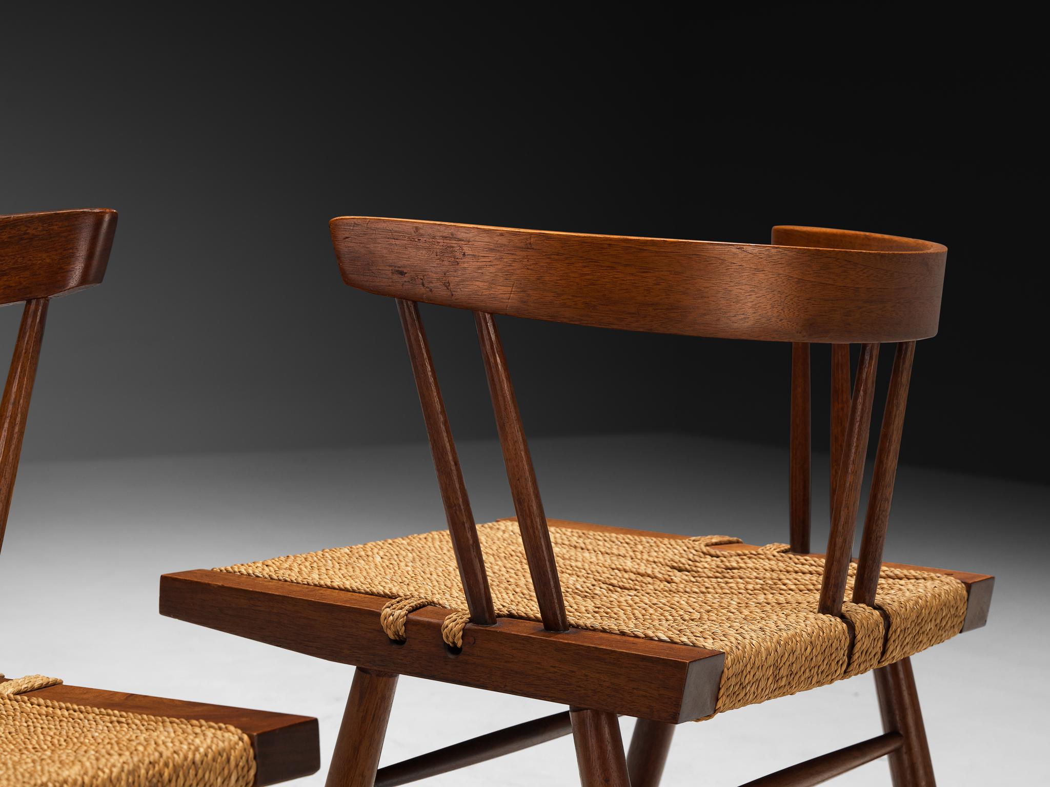 Exceptionally Rare Set of Eight George Nakashima 'Grass-seated Chairs' For Sale 7