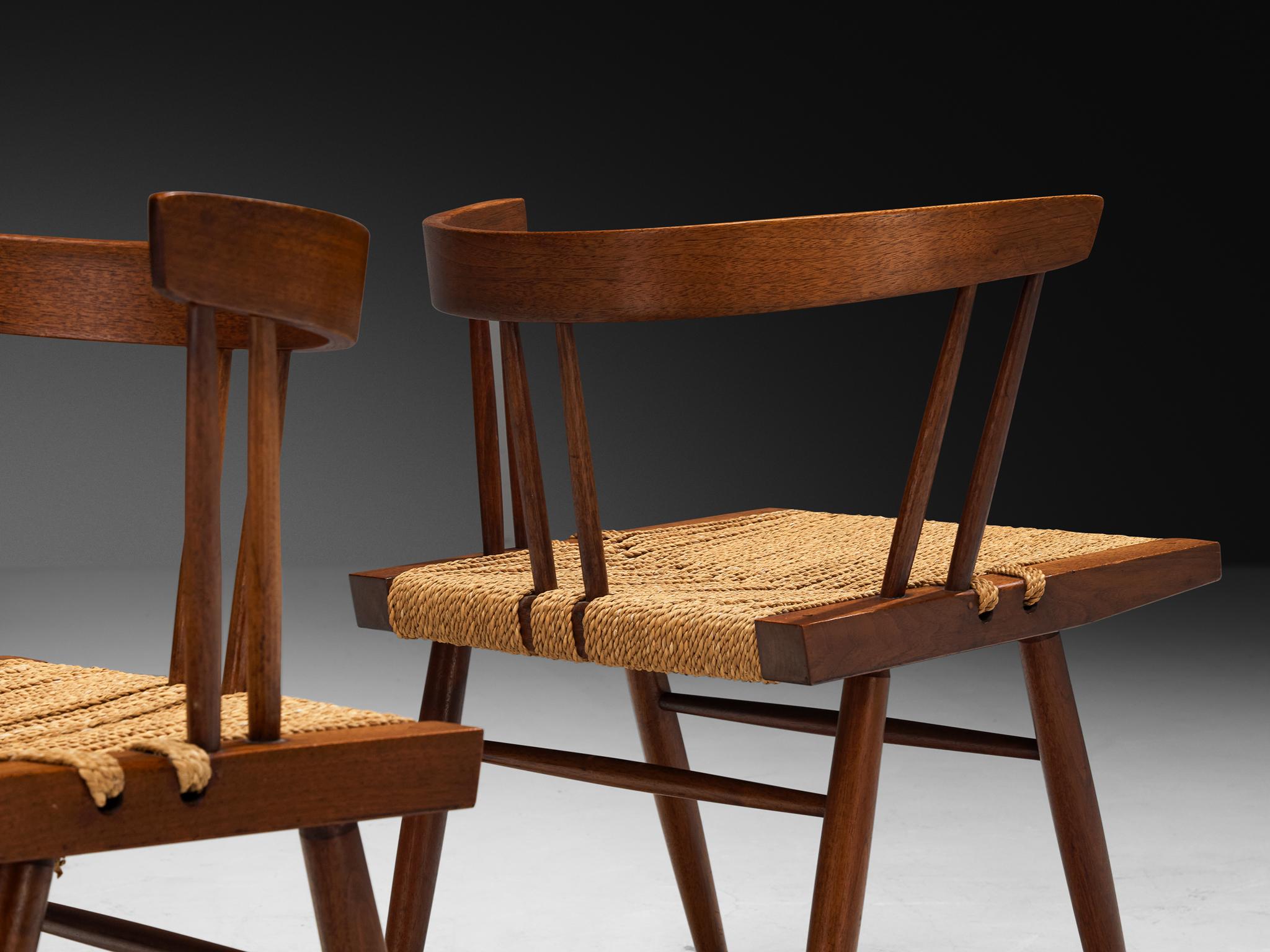 Mid-Century Modern Exceptionally Rare Set of Eight George Nakashima 'Grass-seated Chairs' For Sale
