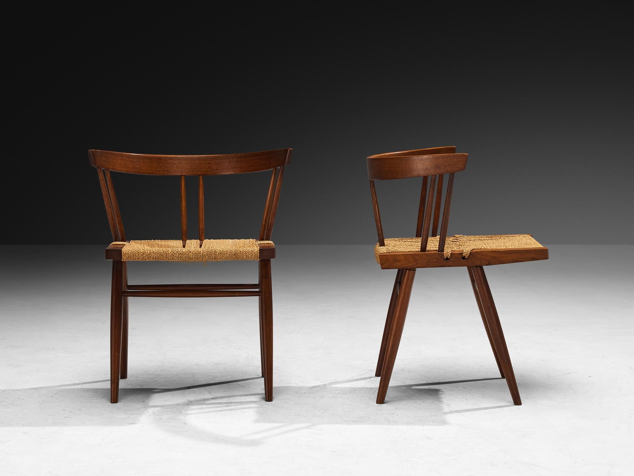 Mid-20th Century Exceptionally Rare Set of Eight George Nakashima 'Grass-seated Chairs' For Sale