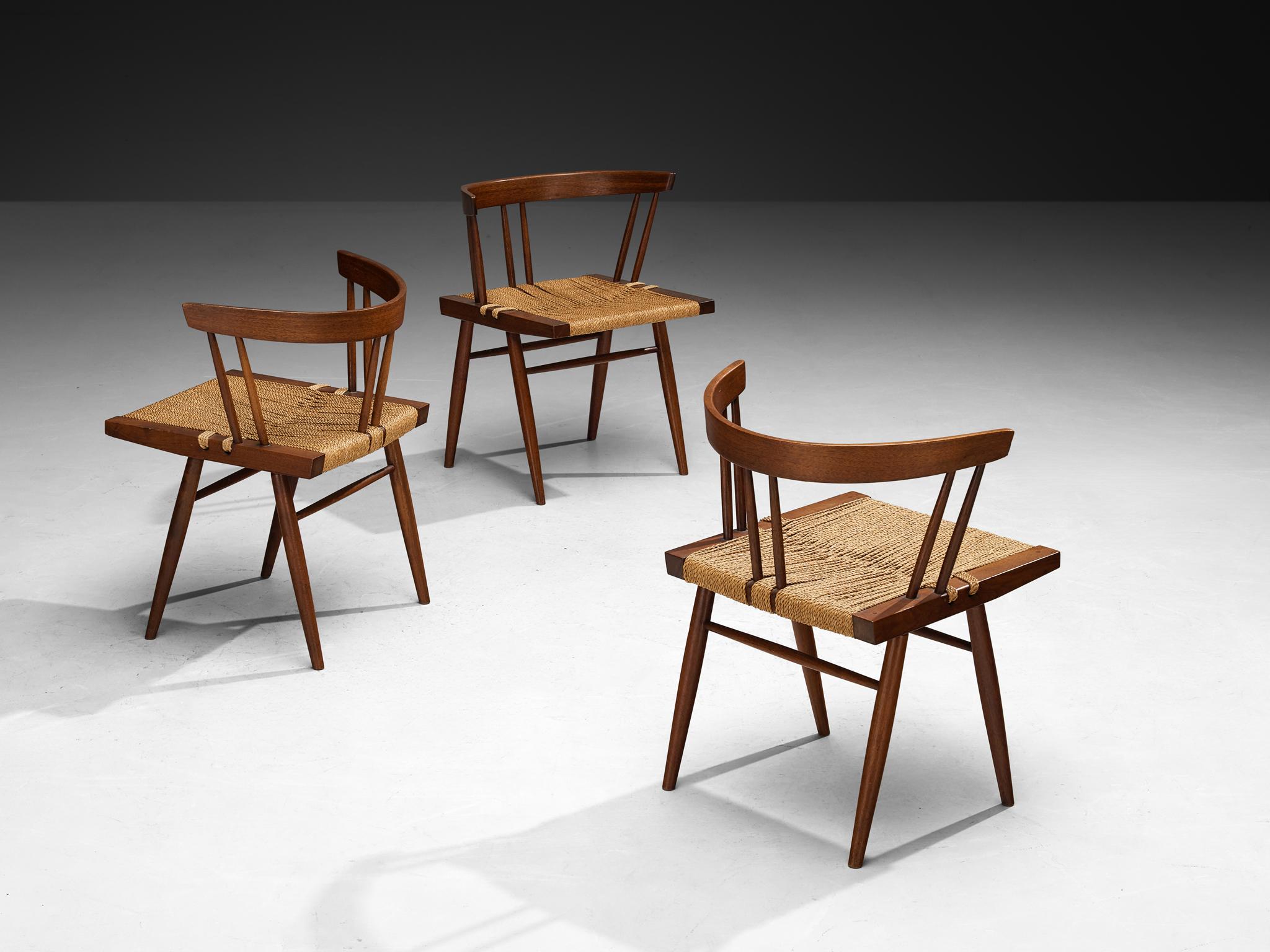 Exceptionally Rare Set of Eight George Nakashima 'Grass-seated Chairs' For Sale 1