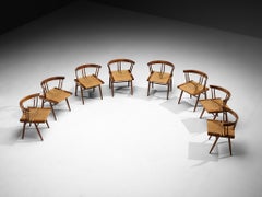 Exceptionally Rare Set of Eight George Nakashima 'Grass-seated Chairs' in American Black Walnut