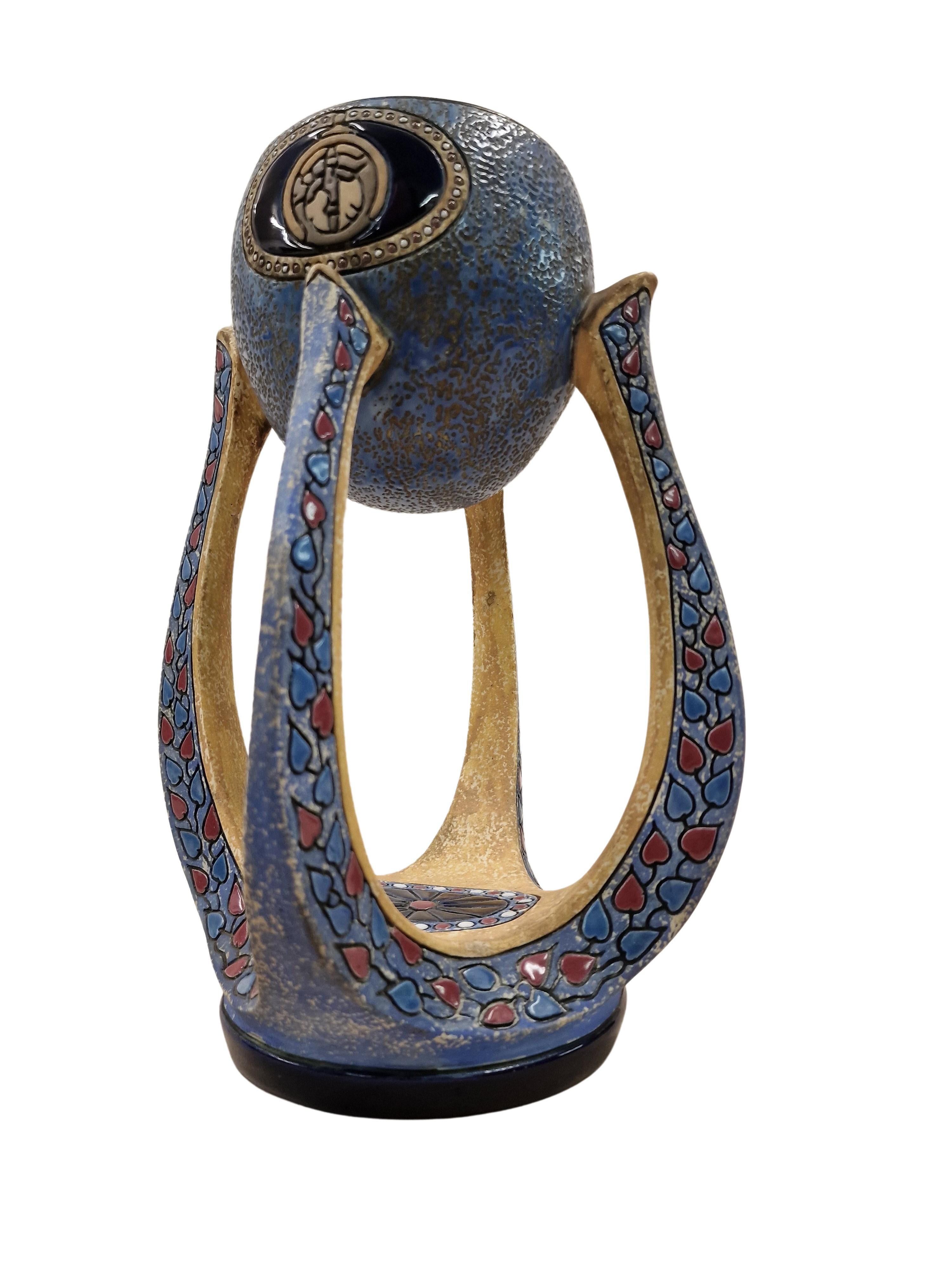 Tchèque Jardinière à portraits de vases exceptionnellement rares, Jugendstil Art Nouveau Amphora 1909 en vente