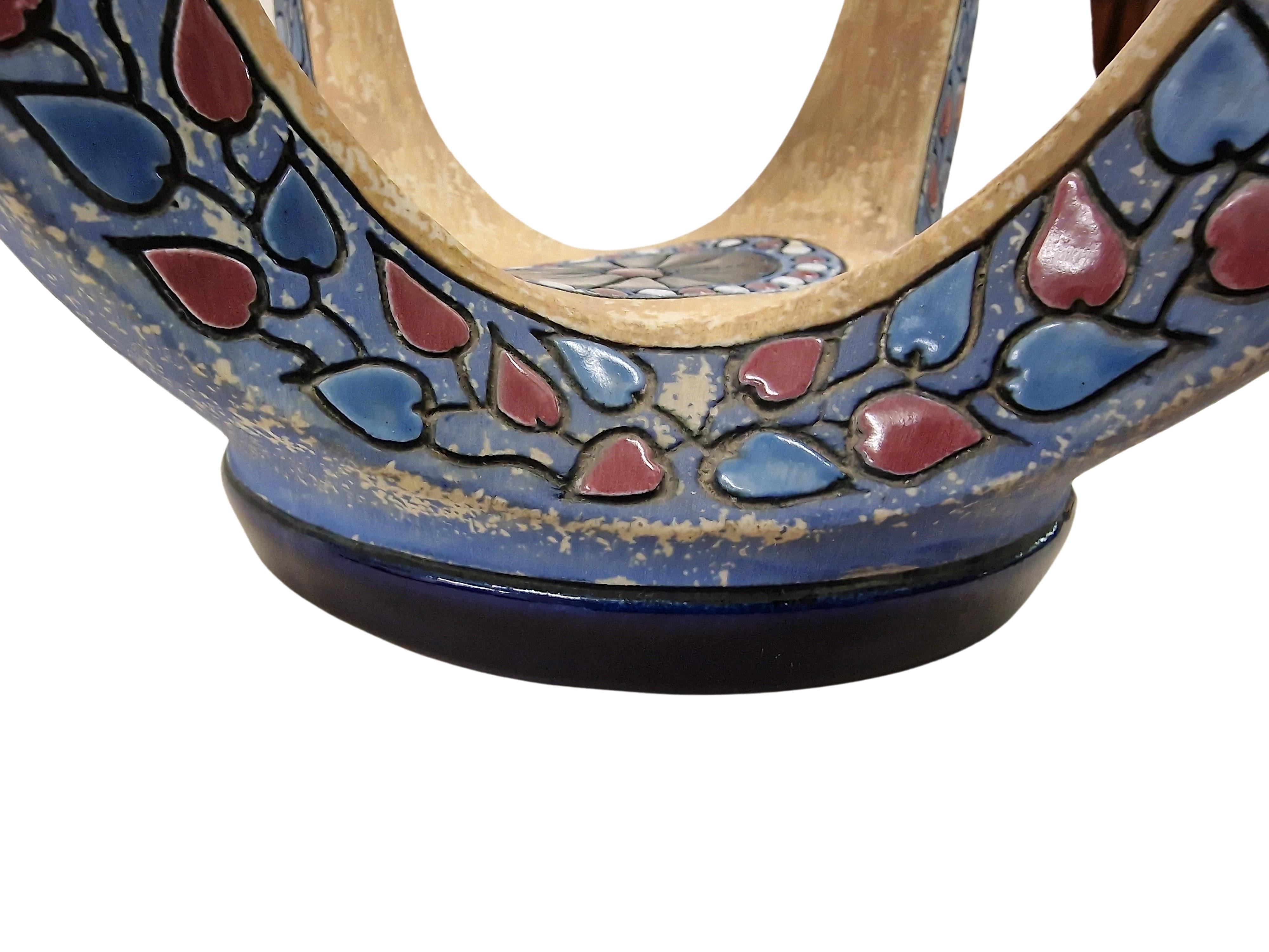Émail Jardinière à portraits de vases exceptionnellement rares, Jugendstil Art Nouveau Amphora 1909 en vente