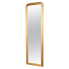 Exceptionally Tall and Narrow Antique French Louis Philippe Giltwood Mirror