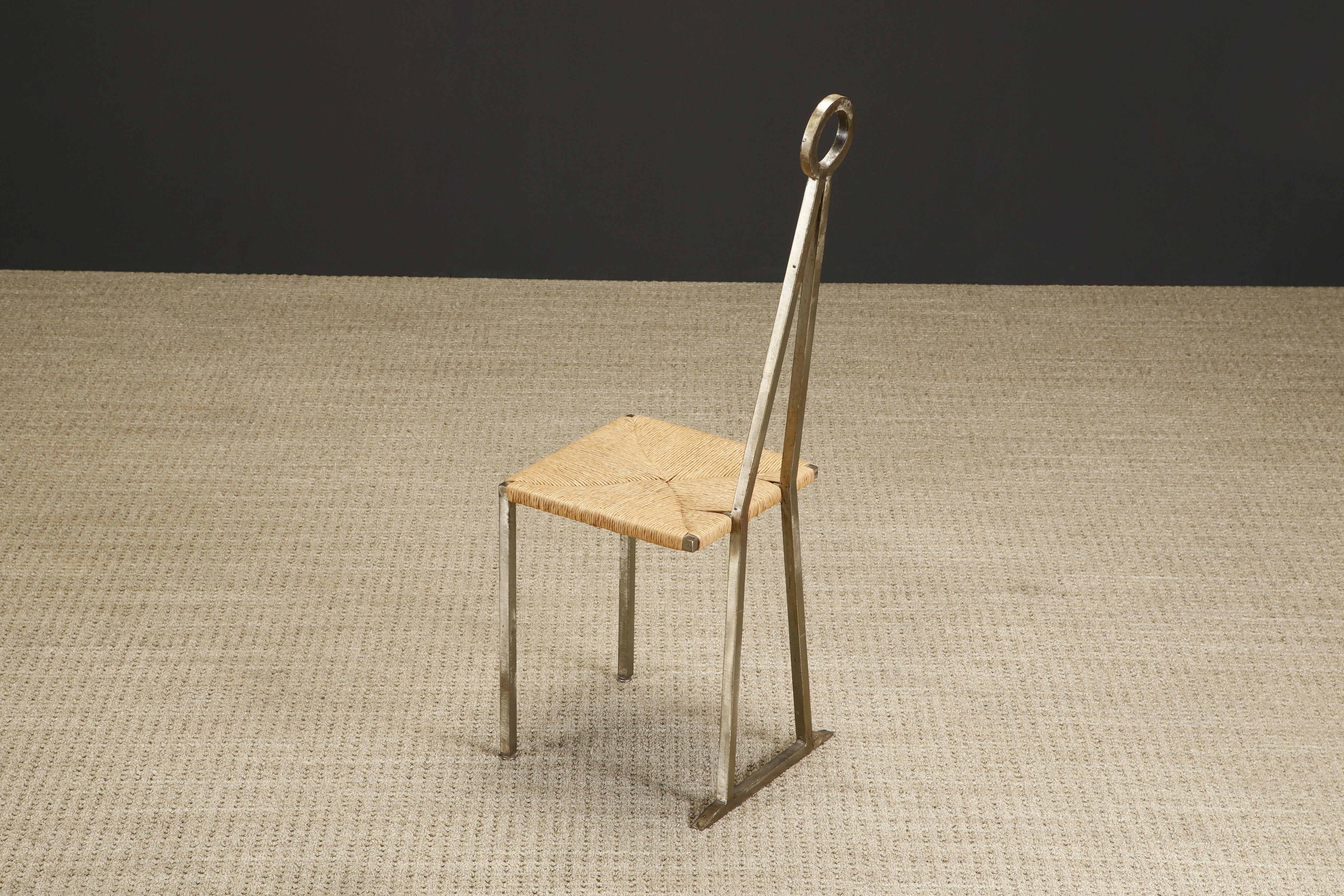 Außergewöhnlich einzigartiger Satz schmiedeeiserner „Breteau“-Stühle, um 1955, Frankreich, signiert im Angebot 9