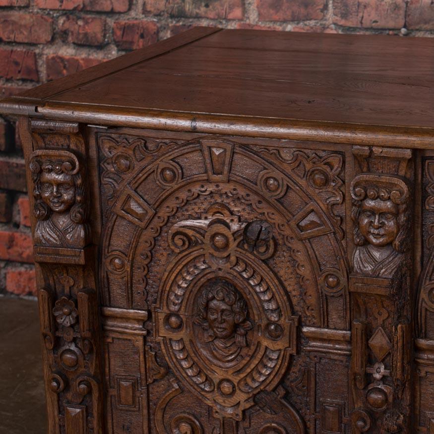 Exceptionally Well Carved Antique Oak Knee Hole Desk 3