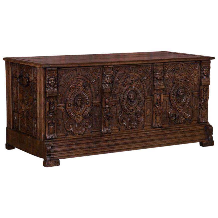 Exceptionally Well Carved Antique Oak Knee Hole Desk