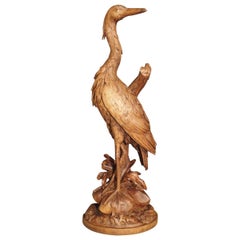 Exceptionally Well Carved Late 19th Century Wooden Wading Bird
