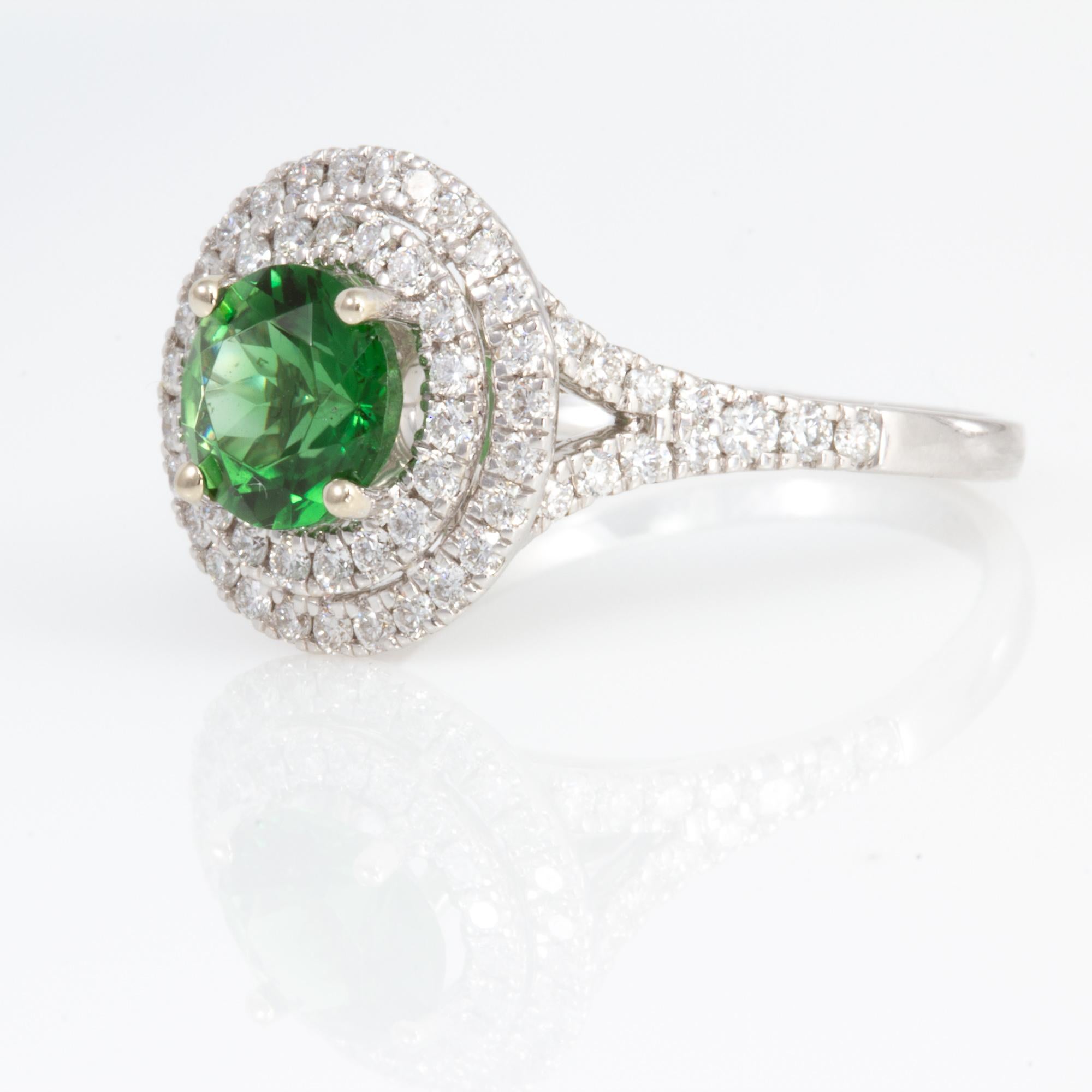 Exceptionally Well Cut 1.26 Carat Chrome Tourmaline and Diamond Ring 4