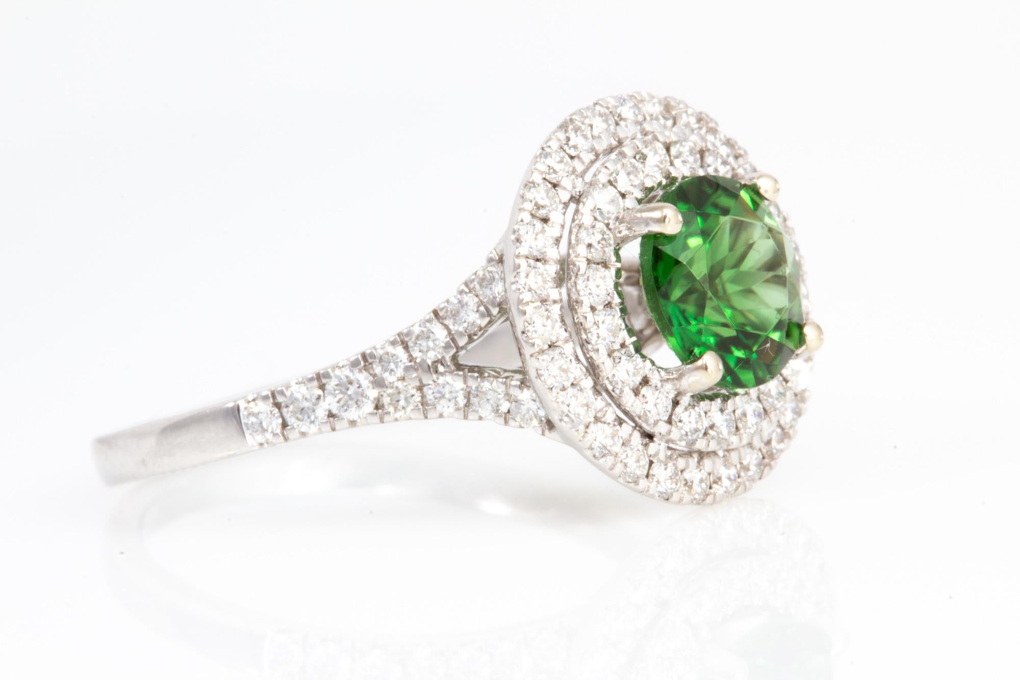 Exceptionally Well Cut 1.26 Carat Chrome Tourmaline and Diamond Ring For Sale 7