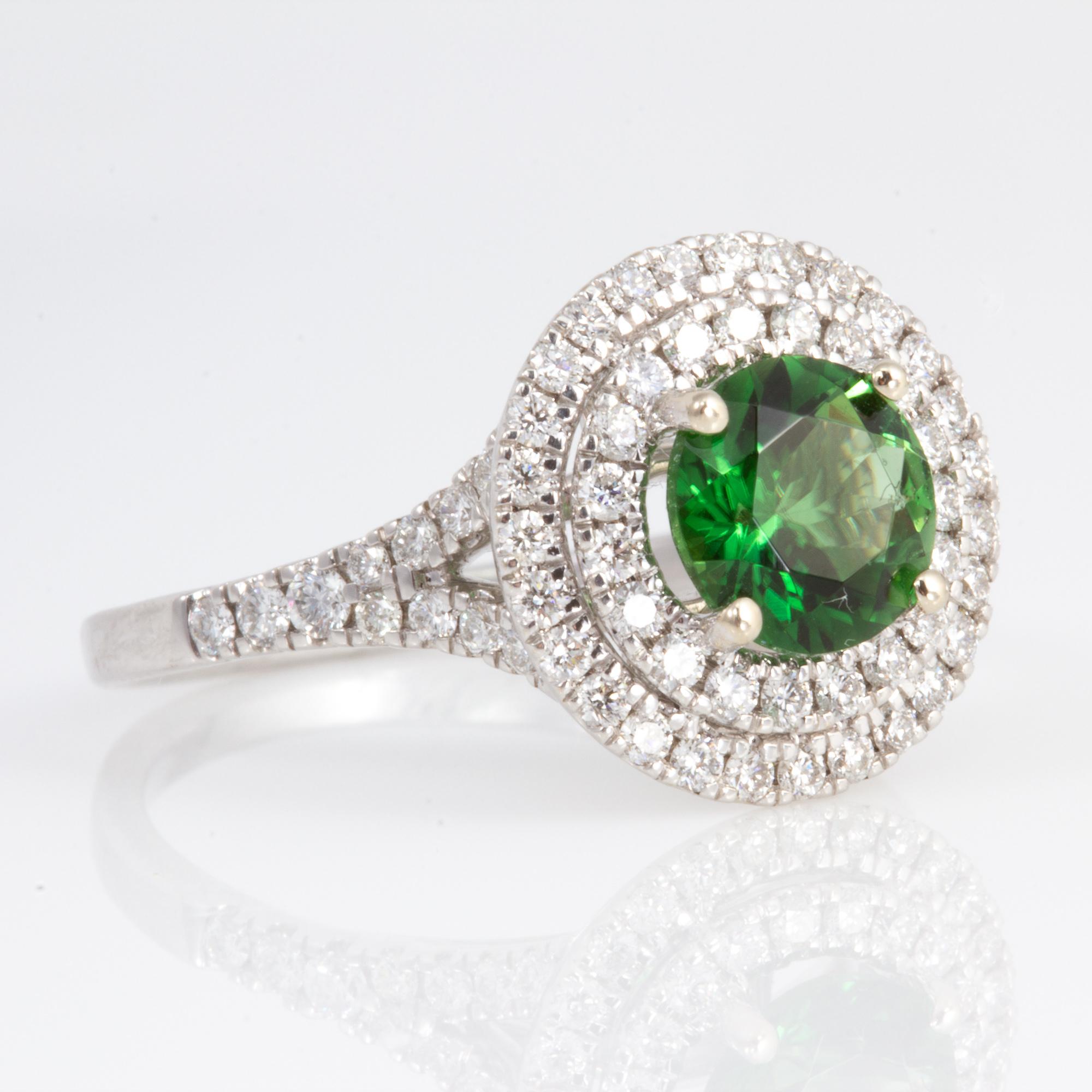 Exceptionally Well Cut 1.26 Carat Chrome Tourmaline and Diamond Ring 8