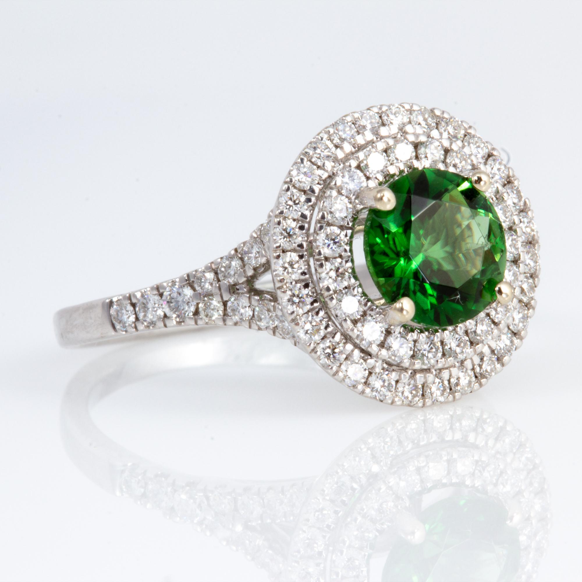 Exceptionally Well Cut 1.26 Carat Chrome Tourmaline and Diamond Ring 9
