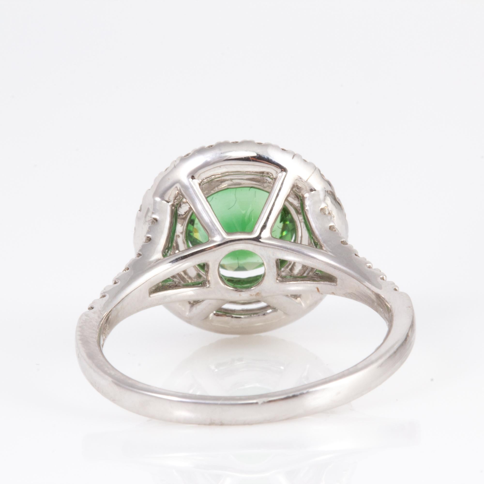 Exceptionally Well Cut 1.26 Carat Chrome Tourmaline and Diamond Ring For Sale 1
