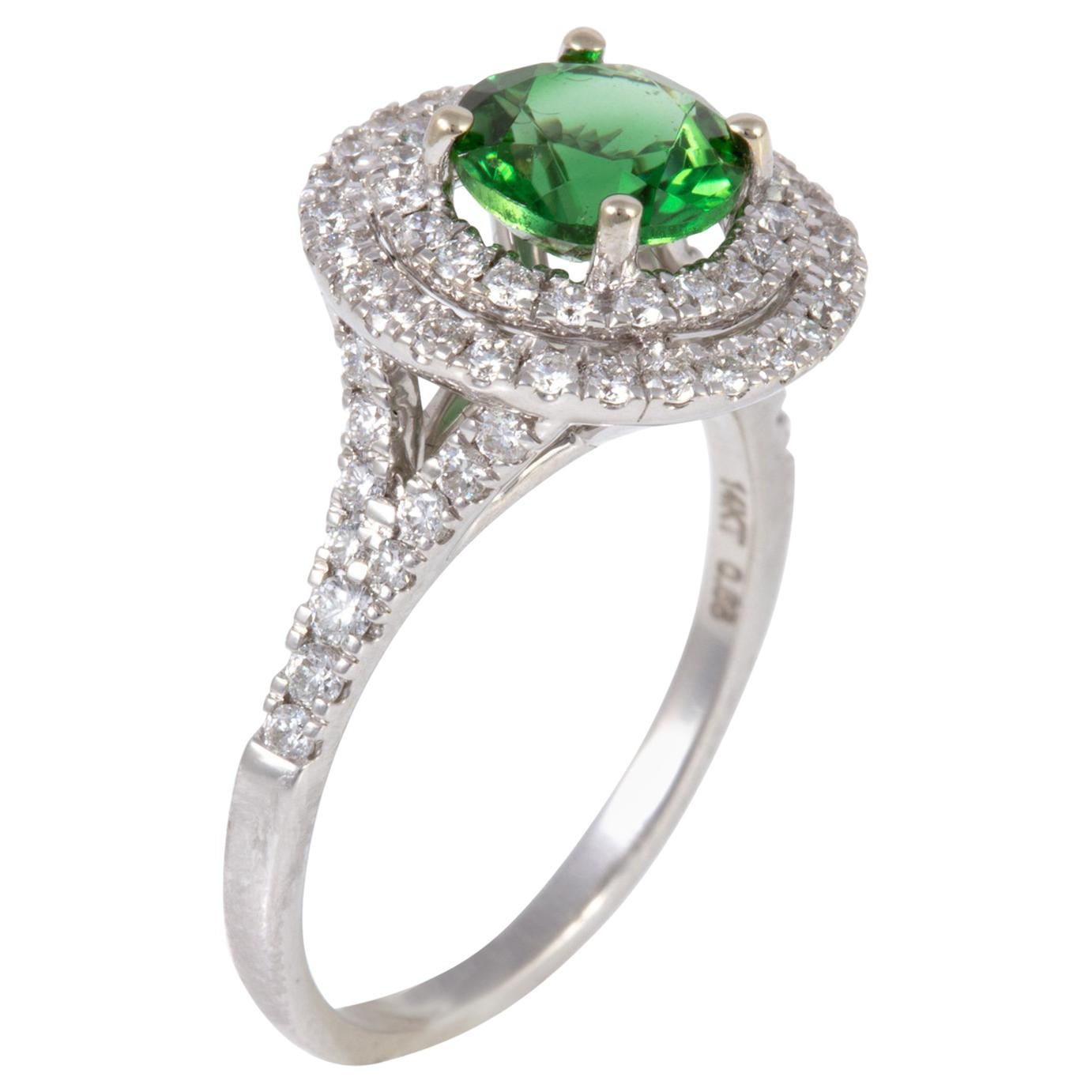 Exceptionally Well Cut 1.26 Carat Chrome Tourmaline and Diamond Ring