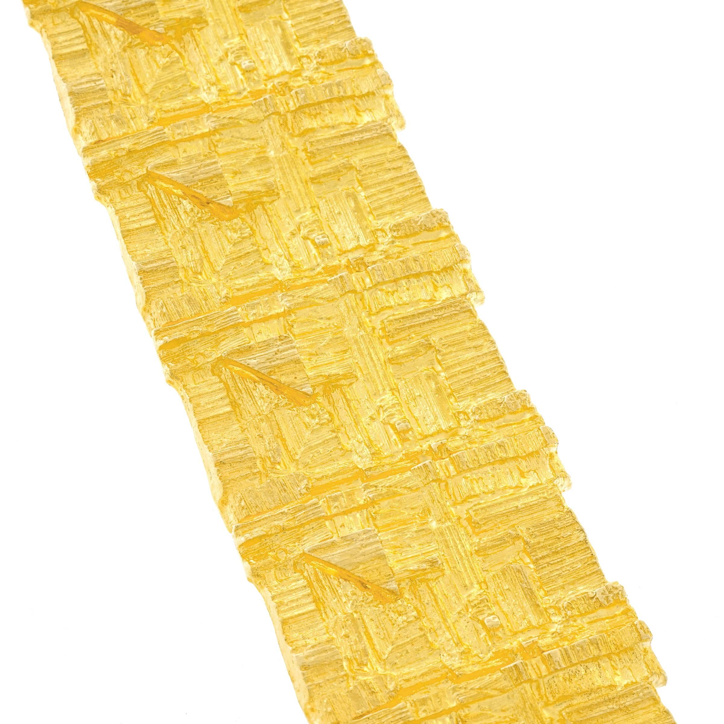 Exceptionally Wide Bjorn Weckstrom Modernist Gold Bracelet 3