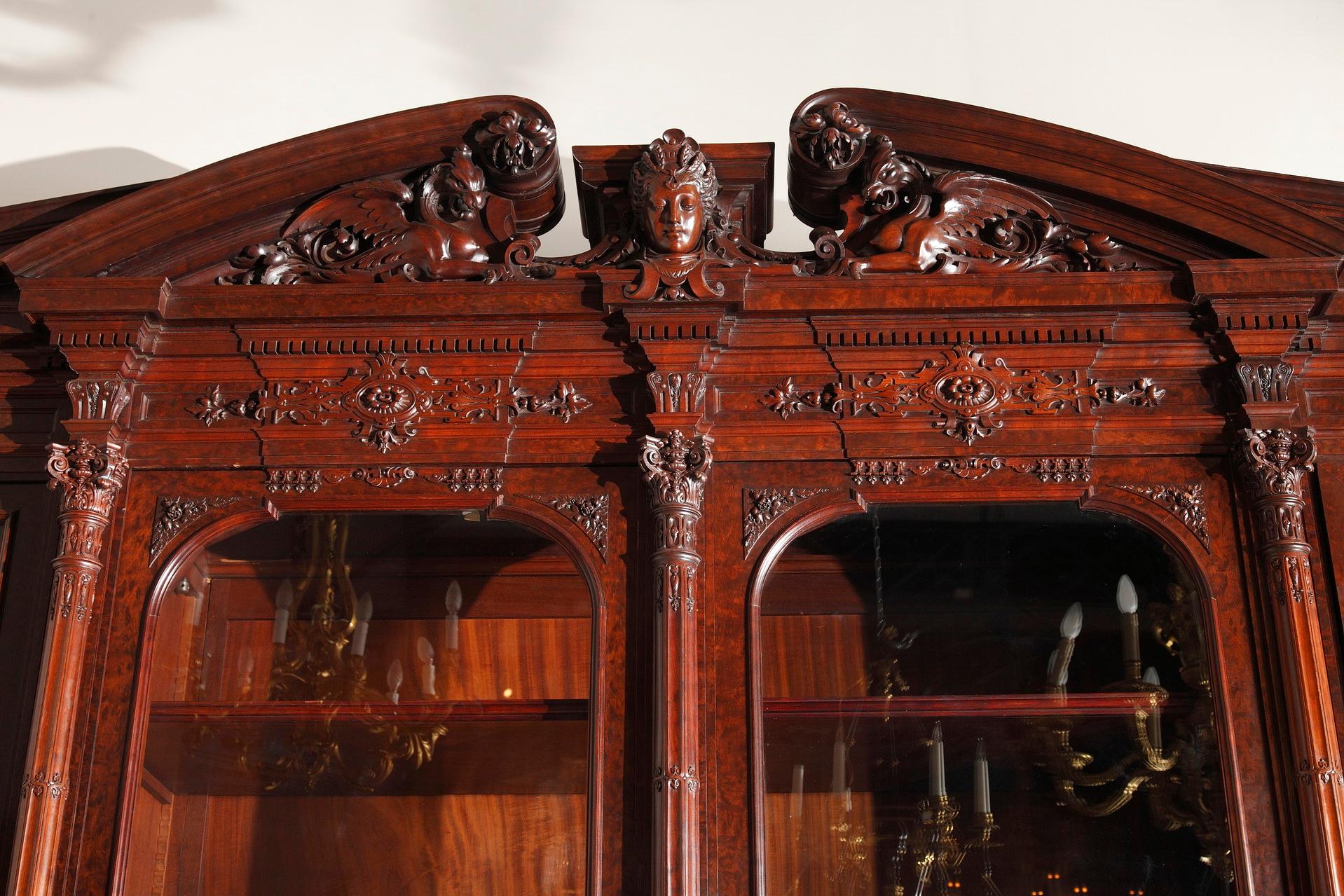 Renaissance Exceptionel Bookcase Forming Desk, by G. Grohé, France, Circa 1860 For Sale