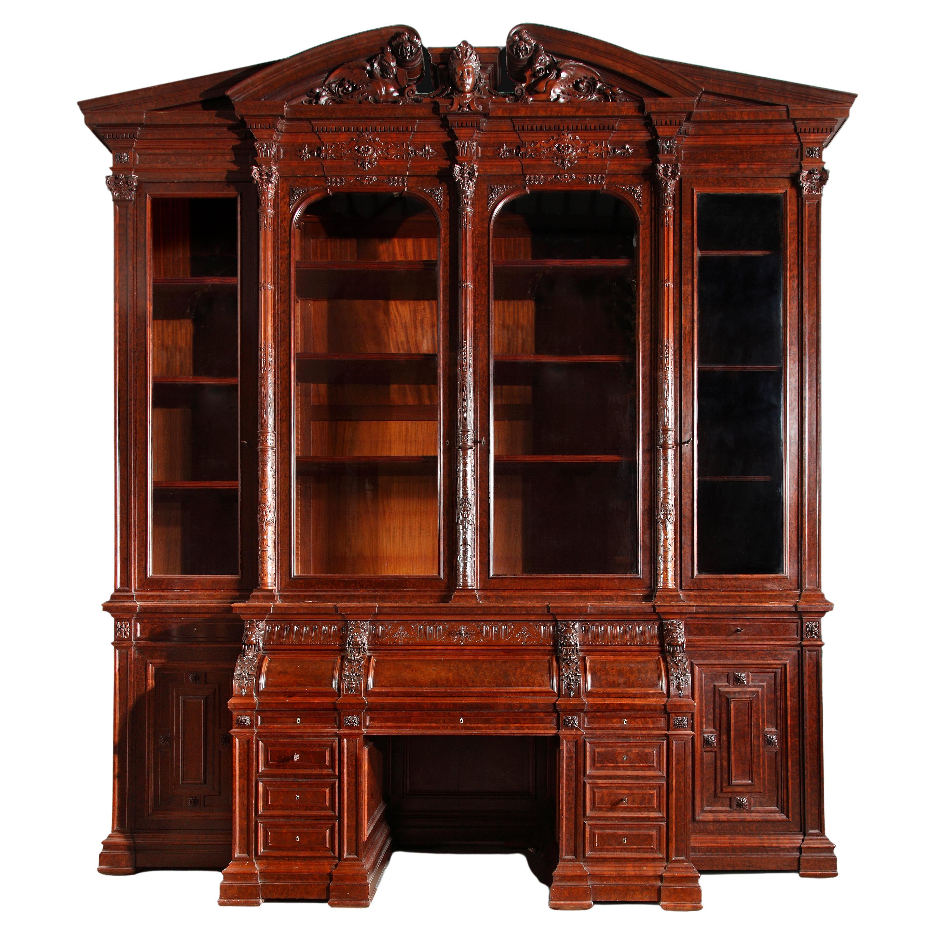 Exceptionel Bookcase Forming Desk, by G. Grohé, France, Circa 1860 For Sale