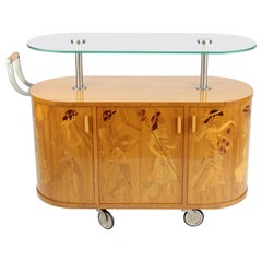 Exceptionell Bar Cart by Erik Mattsson 1939 for Mjölby Intarsia, Sweden