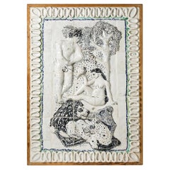 Außergewöhnlicher Wandleuchter aus Keramik von Guidette Carbonell, Adam und Eva, 1936
