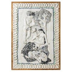 Exceptionnal Ceramic Wall Pannel by Guidette Carbonell, Adam & Eve, 1936