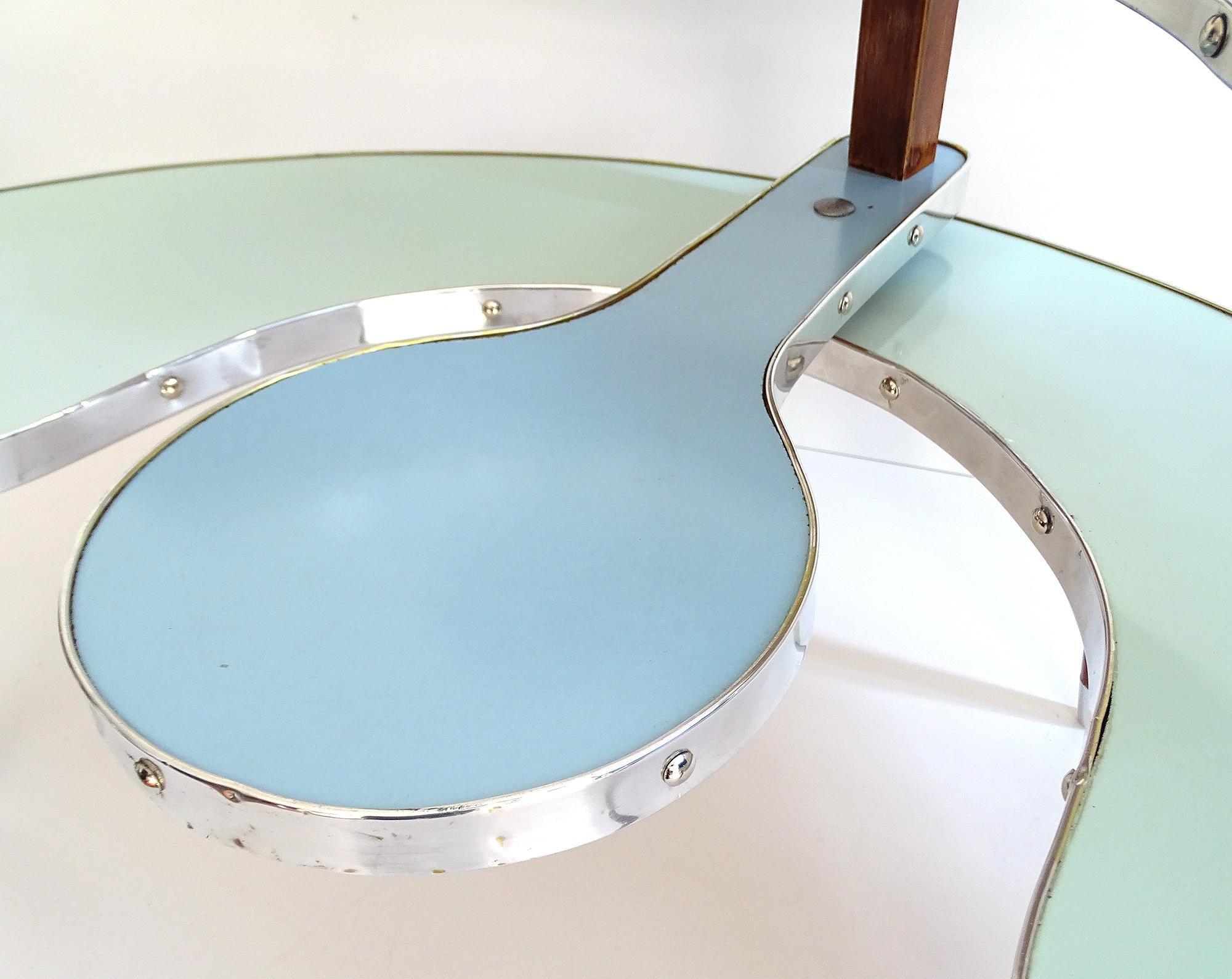 XXL 1950s Side Table Stand, Blue Turquoise, Stilnovo Era 3